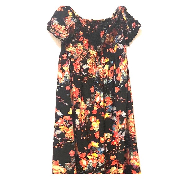 Floral Print, Off The Shoulder, Maxi Dress - Picture 1 of 3